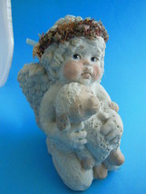 Vintage Dreamsicle Angel holding  Lamb 5&quot; Kristin Cast art - $8.90