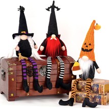 Halloween Gnomes Plush Elf Decoration - 3Pcs Long Dangle Leg Vampire Witch Pumpk - £27.30 GBP