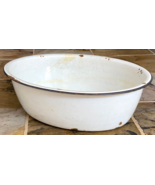 Vintage Antique Porcelain Baby Bath Tub Wash Basin White Metal - 18 x 14&quot; - $98.19 CAD