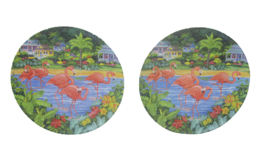 2 Evolution Sakura Dinner Plate 11&quot; plastic Florida Tropical Pink Flamingo vtg - £18.61 GBP