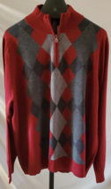 NWT Apt 9 Burgundy Gray Argyle Wool Blend Knit 1/4 Tab Sweater  Men Size... - £22.96 GBP