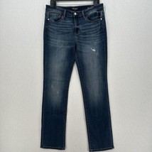 Judy Blue Jeans Womens 31 Straight Midrise Blue Stretch Denim Dark Distress EUC - £29.79 GBP