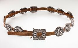 Unsigned Silver Concho Belt w/ 12 Silver Sunburst Elements Nice Patina! - €892,64 EUR