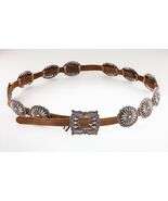 Unsigned Silver Concho Belt w/ 12 Silver Sunburst Elements Nice Patina! - €892,64 EUR