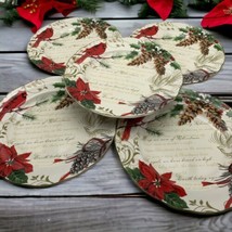 222 Fifth Holiday Wishes Christmas Cardinal (5) Circle Dinner Plates 10 ... - £50.39 GBP