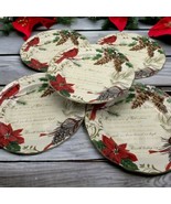 222 Fifth Holiday Wishes Christmas Cardinal (5) Circle Dinner Plates 10 ... - £50.84 GBP