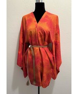 Silk Kimono-Caftan, VINTAGE Kimono dress, vermilion orange pure silk loz... - $1,201.72 MXN