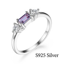 Lab Alexandrite Ring for Women Solid 925 Sterling silver Emerald Cut Luxury Jewe - £38.46 GBP