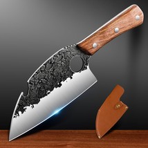 Meat Cleaver Boning Hand Forged Butcher Chef High Carbon Steel Full Tang with Le - £28.82 GBP