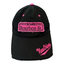 Bourbon Street New Orleans Hat – Pink Embroidery – Adjustable Distressed... - $20.00