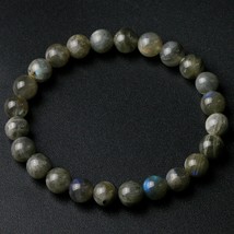 Grade A Natural India Labradorite Stone Round Beaded 8mm Lucky Gray Blue Stone W - £12.11 GBP