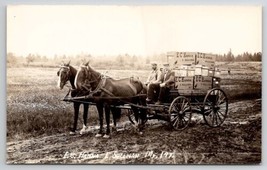 ME East Sullivan RPPC EC Hanna Grocery Horse Drawn Adv Wagon c1950 Postcard A49 - £23.94 GBP