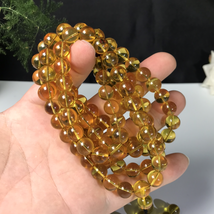 Natural Amber 9 mm beads Buddhism Mala Meditation Prayer beads necklace 淨水藍珀佛珠珠串 - $329.67