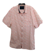 Across the Pond Button Up Casual Mens XL Pink Shirt Cotton White Palm Trees - £9.57 GBP