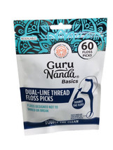 GuruNanda Dual Line Thread Floss Picks 60ct Reusable Double The Clean - £7.68 GBP