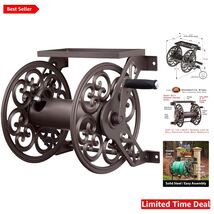 Fully Assembled Bronze Garden Hose Reel - Space-Saving Wall Mount for 12... - $205.87