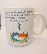 Moodz by Papel  Funny Cartoon Piranha Relationship Mug Vintage Made In J... - £11.37 GBP