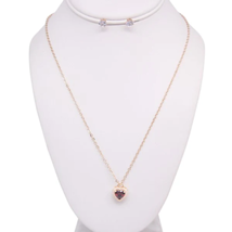 Rhinestone Heart Shape Necklace Earring Set - £12.82 GBP
