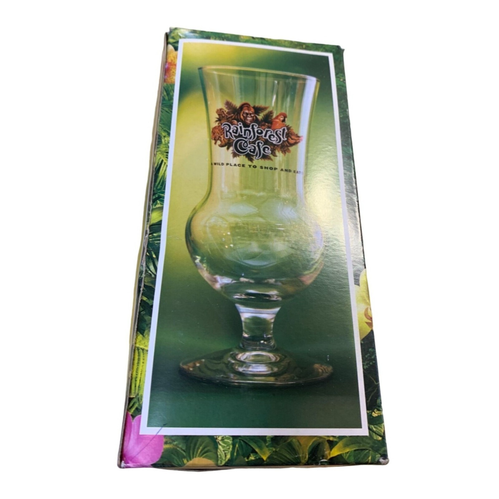 New Rainforest Cafe Hurricane Glass Jungle Animals Gorilla Parrot 8 in Tall - £11.16 GBP
