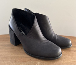 FREE PEOPLE Womens Shoes Block Heel Cut Out Ankle Booties Black Leather ... - $49.00
