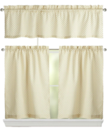 Waverly Tier and Valance Curtain Set 36&quot; Georgette Diamond Pattern Beige... - $34.27