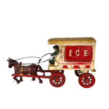 Vintage Cast Iron Ice Wagon Horse Drawn - £61.27 GBP