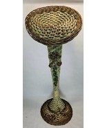 c.1900&#39;s BARBOLA GESSO ROSES LARGE WICKER TRUMPET VASE STAND 34in TALL A... - $871.20