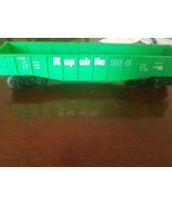 VINTAGE LIONEL TRAIN REPUBLIC STEEL GREEN GONDOLA #6-9142 FREIGHT CAR - $118.28