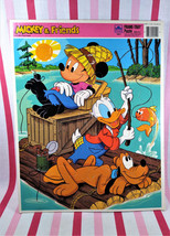 Vintage 1980&#39;s Mickey and Friends Fishing Frame Tray Puzzle Mickey Donald Pluto - £9.57 GBP