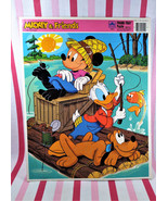 Vintage 1980&#39;s Mickey and Friends Fishing Frame Tray Puzzle Mickey Donal... - £9.55 GBP