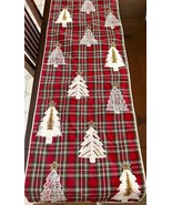 Vintage Ridgefield Homes Christmas Table Runner Plaid White Decorated Tr... - $25.63 CAD