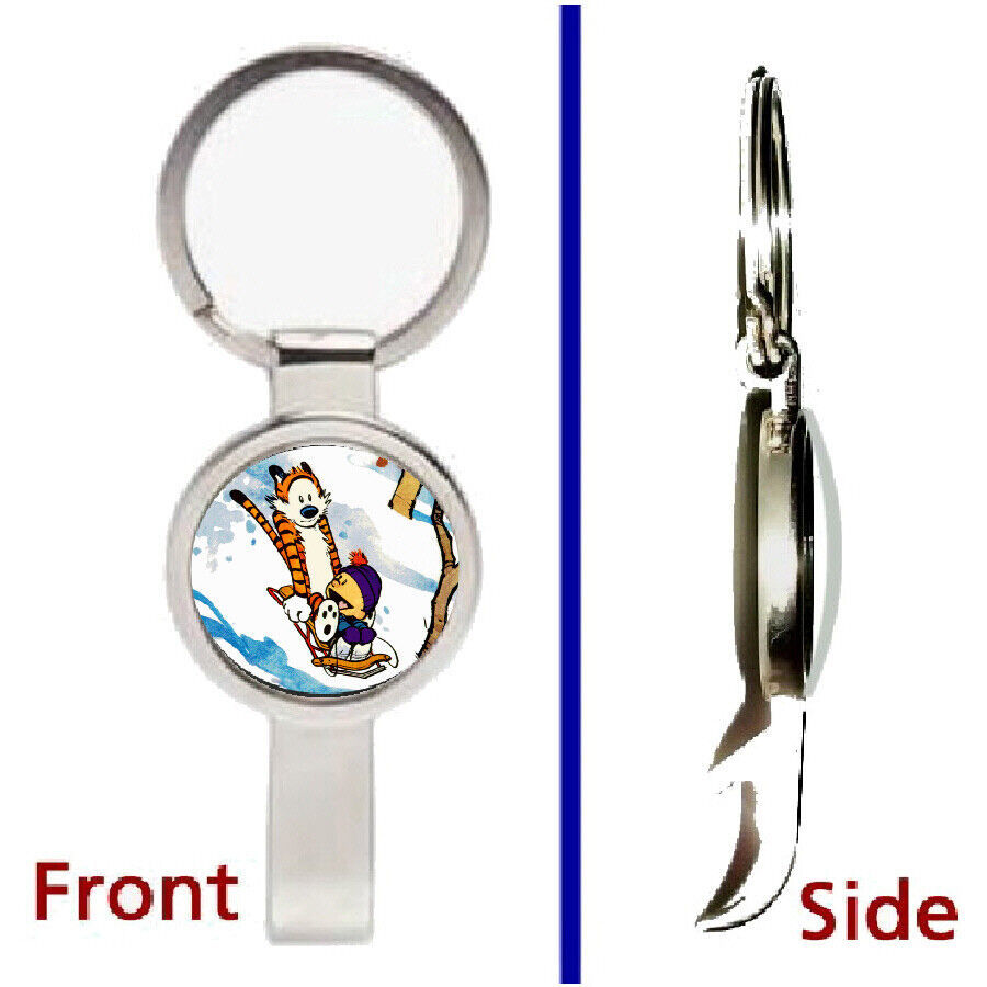 Calvin and Hobbes Pendant or Keychain silver tone secret bottle opener - $14.39