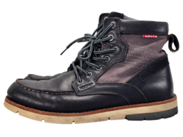 Levi&#39;s Richmond Boots Black Denim Leather Red Tab Lace Up Men&#39;s Size 7 - £19.36 GBP