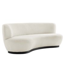 Modway Kindred Boucle Upholstered Curved Sofa with Black Base in Ivory - £1,165.59 GBP