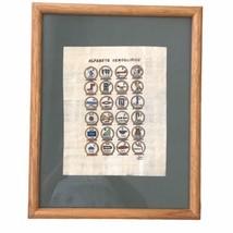 Egyptian Hieroglyphic Alphabet Painting on Papyrus Ancient Art 15 x 12&quot; Framed - £18.80 GBP