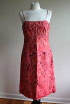 Vtg 90s Anthropologie 8 Red Batik 100% Silk Spaghetti Strap Sheath Dress... - £19.27 GBP