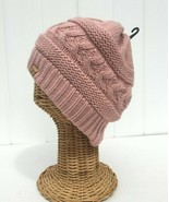 New Kids Solid Pink Knit Beanie Hat Soft Stretch Plush Lining Thick Bagg... - £6.48 GBP