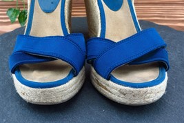 Nine West Size 7.5 M Blue Ankle Strap Fabric Women Sandal Shoes - £15.60 GBP