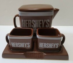 Cookie Jar HERSHEY&#39;S Cocoa w/ 2 Milk Cups for Cookie Dipping Base 2007 Ceramic - £69.62 GBP