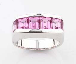 Pink Sapphire Invisibly Set 14k White Gold Band RIng Size 8 - £1,030.70 GBP