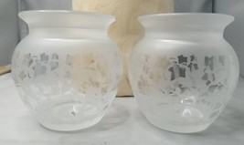 Bath And Body Works Set Of 2 Elegant Etched Glass Bud Vase Ivy Design 4&quot; X 3.5&quot; - £11.35 GBP