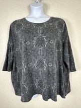 Catherines Womens Plus Size 3X Gray Mosaic Mandala T-shirt Elbow Sleeve - $17.99