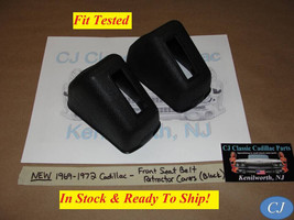 NEW 1969-1972 CADILLAC FRONT SEAT BELT RETRACTORS BOLT COVERS TRIM - BLACK - £85.62 GBP