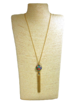 Liz Claiborne Long Colorful Crystal Rhinestone Chain Tassel Necklace - £7.63 GBP