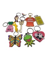 8 Funny Cartoon Key Chains Metal &amp; Vinyl Bright Colors Collectible - $23.14 CAD