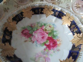 Ipf Germany Antique Ceramic Bowl Gold And Roses 3 X 10&quot; Original - £58.38 GBP