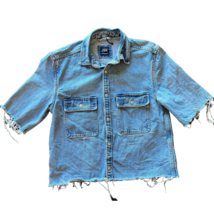 Zara Distressed Short Sleeve Shirt Jacket Shacket NWOT - £19.82 GBP