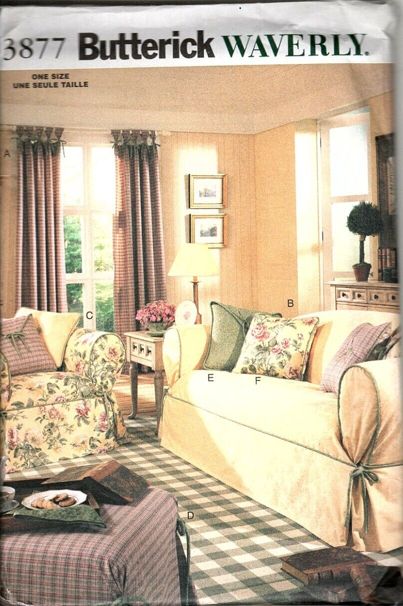 Butterick 3877 Home Decorating Waverly Slipcovers and Pillows Sewing Pattern - $12.16