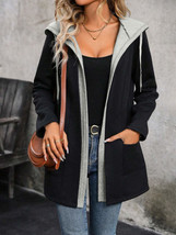 Drawstring Long Sleeve Hooded Jacket - £25.32 GBP