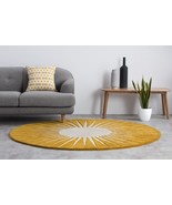 Handmade Gold &amp; Cream Sunburst Round Wool Rug - $279.00+